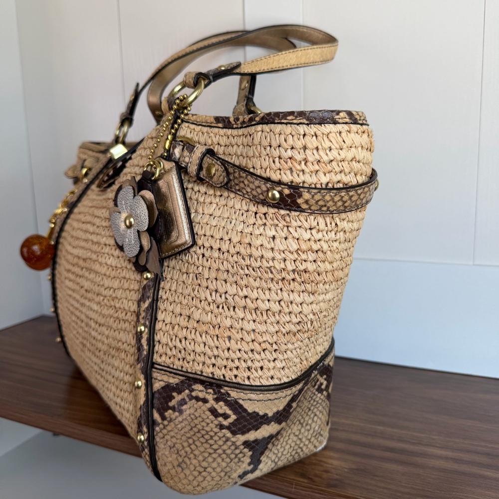 Coach Python Straw Natalie Tote Bag - image 5